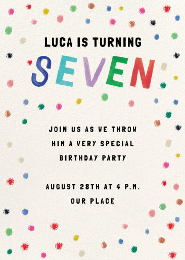 Confetti Dots - Birthday Invitation by Mr. Boddington's Studio