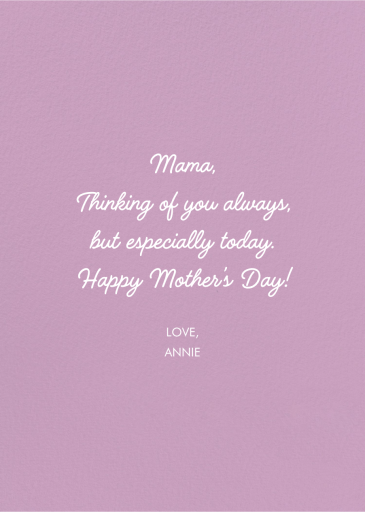 Couture Garden (Josie Portillo) - Mother's Day Card by Red Cap Cards - Back