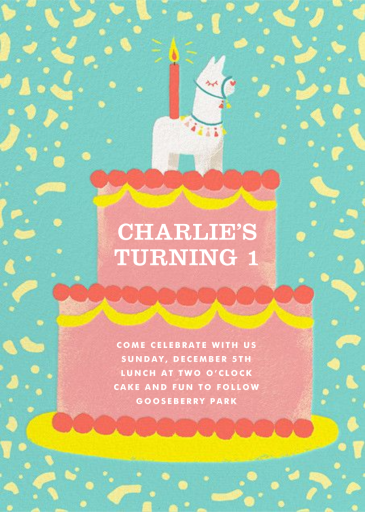 Llama Topper - First Birthday Invitation by Paperless Post