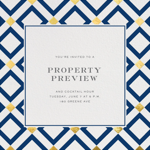 Gold Diamond Tile - Open House Invitation by Jonathan Adler