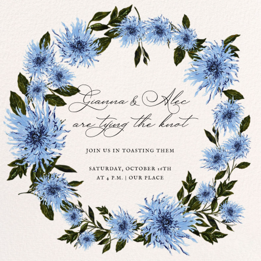 Blue Floral Wreath - Bridal Shower Invitation by Emilia Wickstead