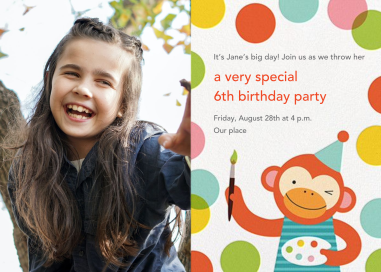 Monkey's Masterpiece (Photo) - Birthday Invitation by Petit Collage