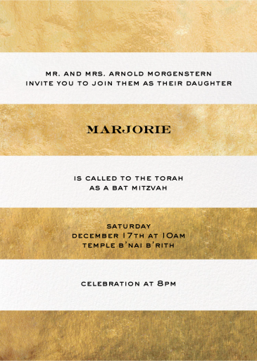 Evergreen Stripes - Bar & Bat Mitzvah Invitation by kate spade new york