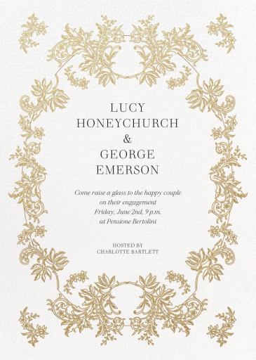 Gold Lace - Engagement Party Invitation by  Monique Lhuillier