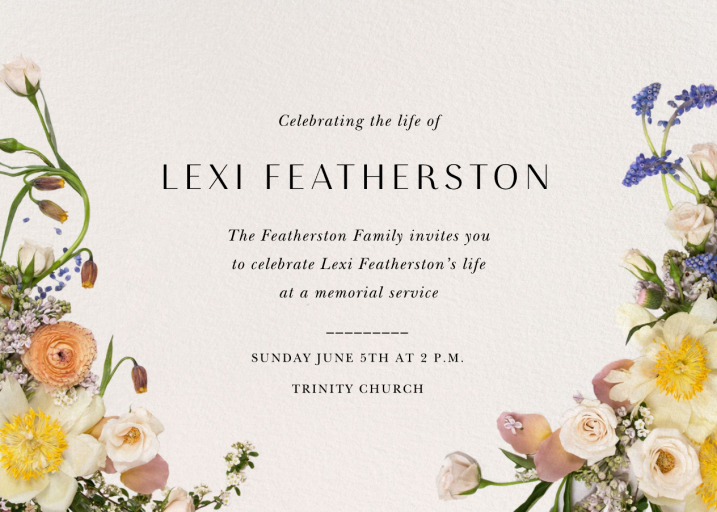 Spring Floral Memorial Service Card