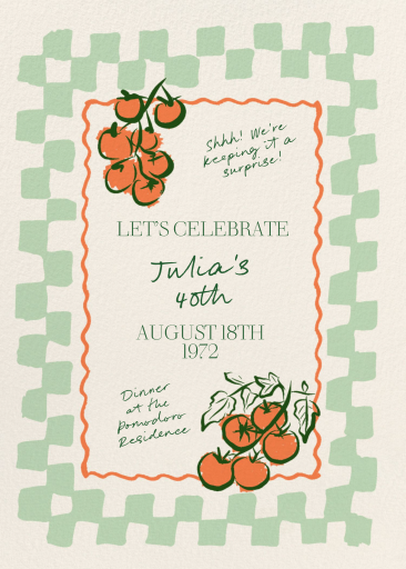 Tomato Stems - Surprise Party Invitation by Pulp Templates Co.