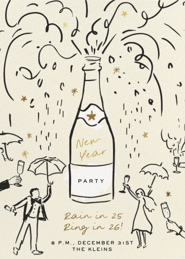 It's Raining Champagne - New Year's Eve Invitation by Pulp Templates Co.