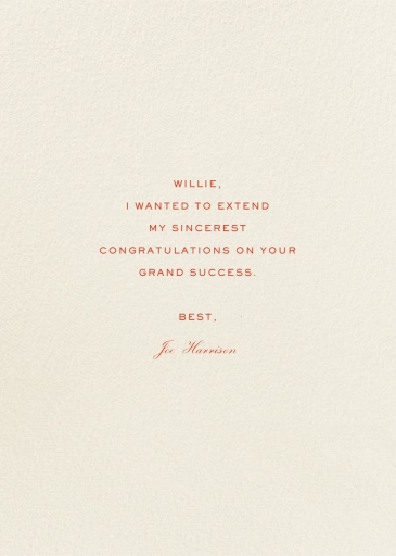 Congratulations Tree - Work Anniversary Card by Bernard Maisner - Back