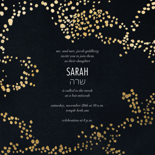 Metallic Paint Splatter - Bar & Bat Mitzvah Invitation by Kelly Wearstler