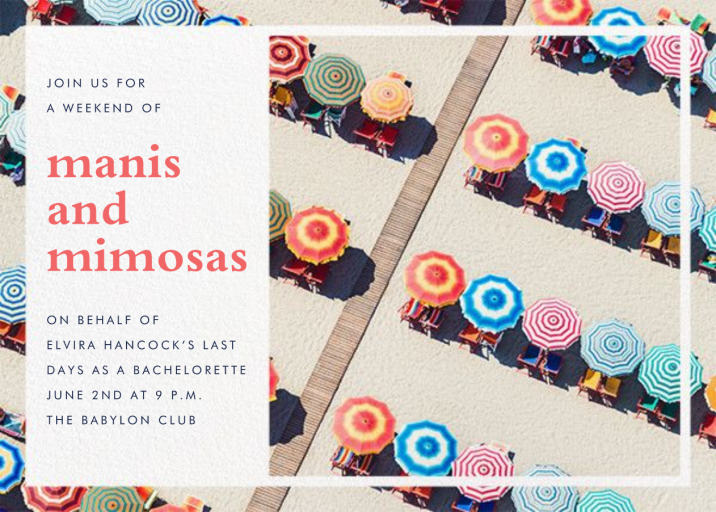 Rainbow Umbrellas - Bachelorette Party Invitation by Gray Malin