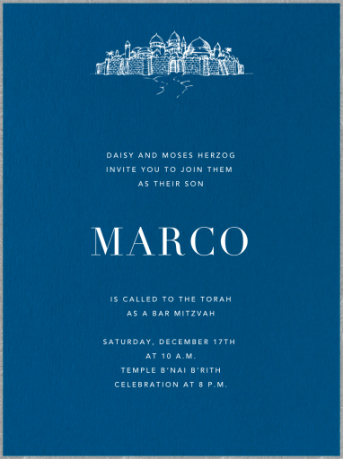Indigo with Silver - Bar & Bat Mitzvah Invitation by Paperless Post