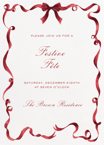 Festive Ribbon - Holiday Party Invitation by Clementina Sketchbook