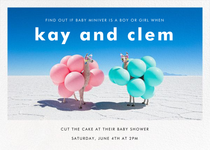 Llama Llama - Gender Reveal Invitation by Gray Malin