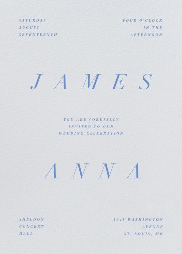 Minimalist Blue Text Invitation