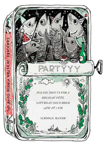 Festive Sardines - Party Invitation by Joana Avillez