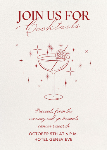 Evening Toast - Invitación a una recaudación de fondos de Paperless Post