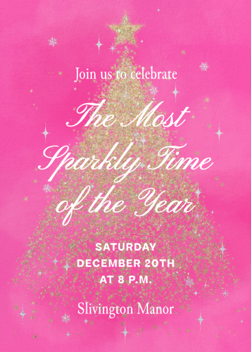 Pink Gold Glitter Tree Invitation