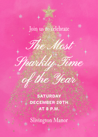 Pink Gold Glitter Tree Invitation