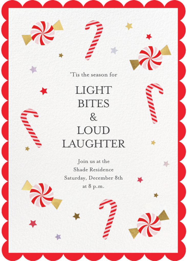 Candy Cane Delight Invitation Send online instantly RSVP tracking