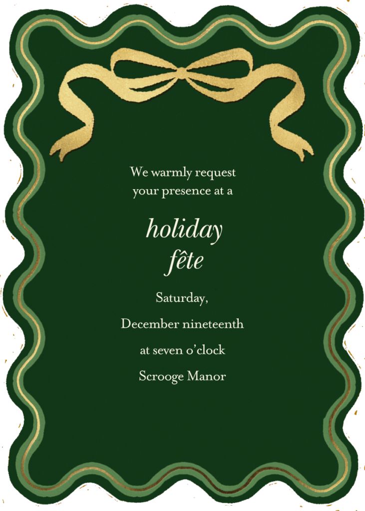 Ribbon Flourish Holiday Party Invitation Send online instantly