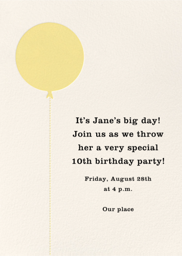 Balloon Birthday (Photo) - Birthday Invitation by kate spade new york - Back