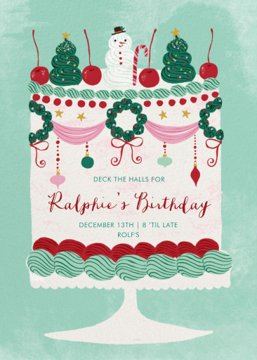 Festive Holiday Cake Invitation
