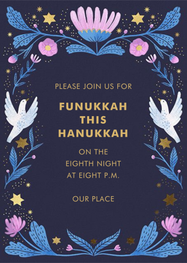 Chrysanthemum Magic - Hanukkah Invitation by Hello!Lucky
