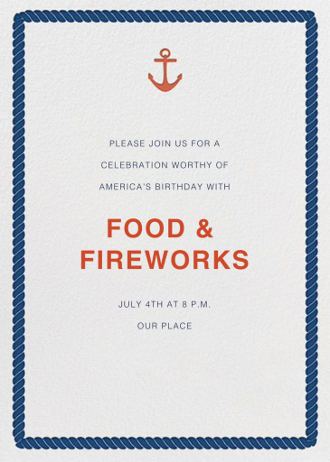 Anchors Aweigh - 4th of July Invitation by Jonathan Adler