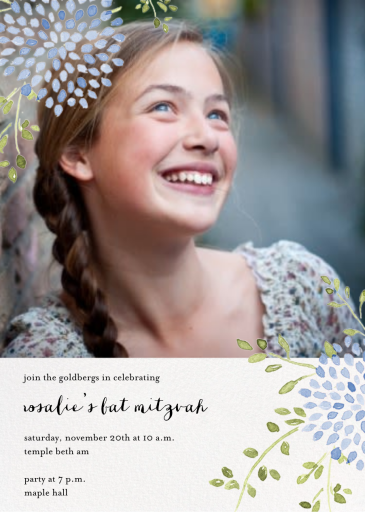 Dahlias Photo (Tall) - Bar & Bat Mitzvah Invitation by Paperless Post