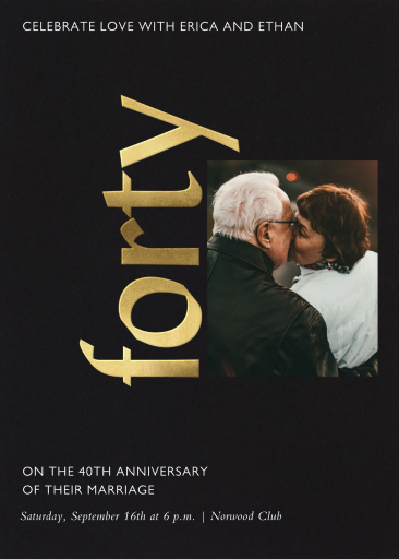 Photo Gold Forty Text Invitation