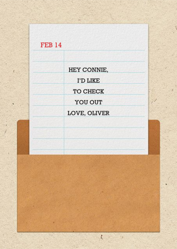 Library Card - Love and Romance Card by Paperless Post