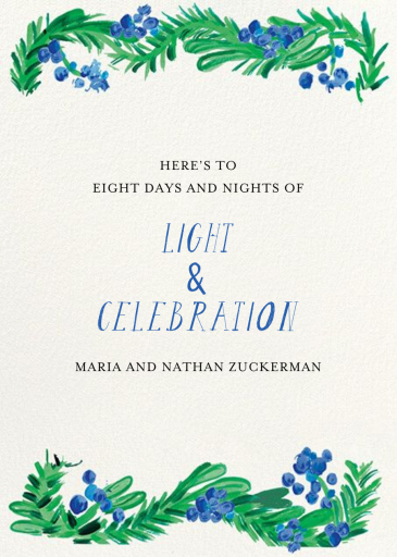 Blue Berries (Multi Photo) - Hanukkah Card by Mr. Boddington's Studio - Back