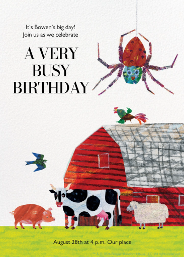 Busy Farm Animal Kids Invitation