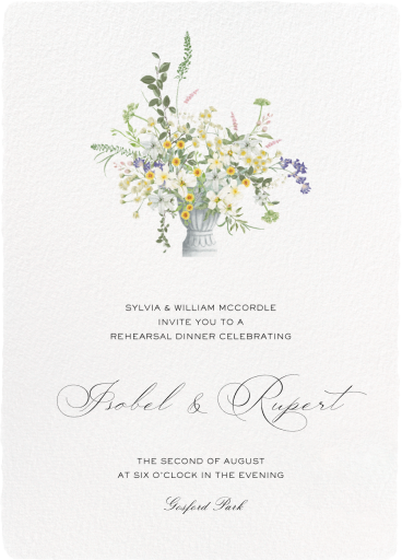 Grand Flower Arrangement - Rehearsal Dinner Invitation by Sketch Design Studio