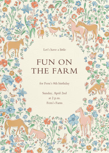 Horses in the Meadow - Birthday Invitation by Liberty