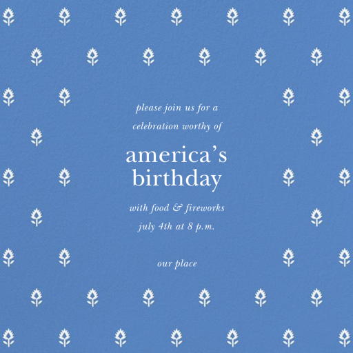 Embroidered Blossom - 4th of July Invitation by Sugar Paper