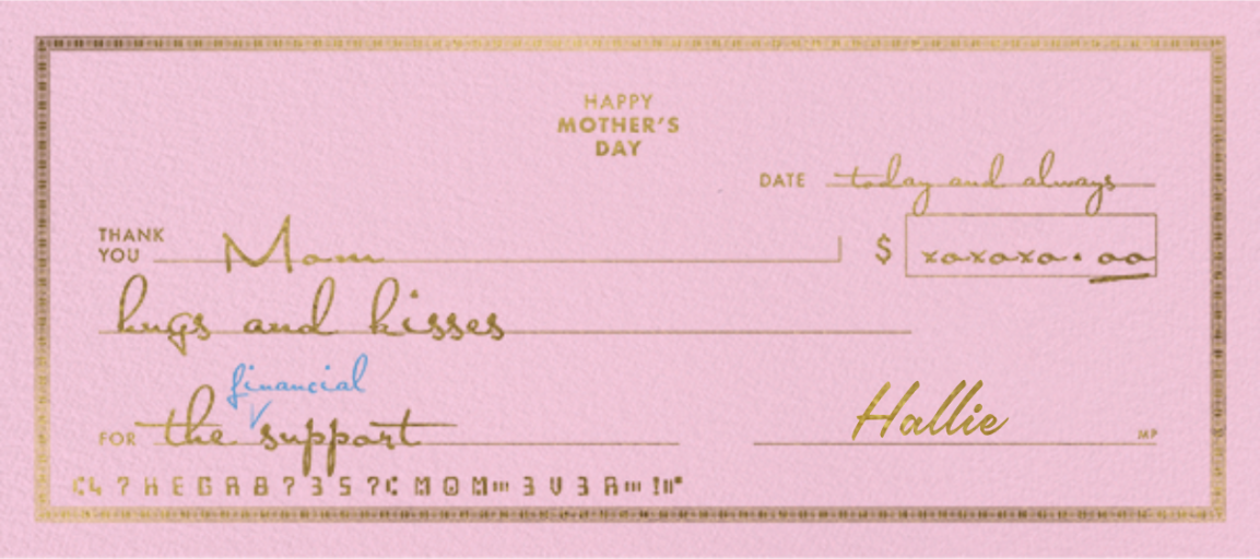 Returned Check - Mother's Day Card by Paperless Post