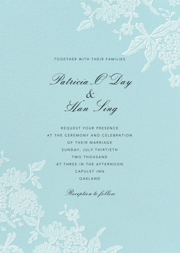 Hydrangea Lace I Tall - Valentine's Day Invitation by Oscar de la Renta