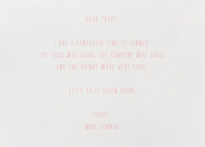 At the Table (Sig Burwash) - Thank You Card by Red Cap Cards - Back