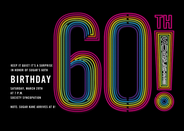 Neon Exclamation Surprise - 60th Birthday Invitation by Paperless Post
