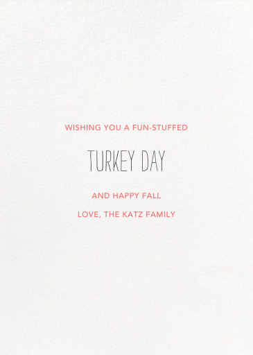 What a Beautiful Turkey - Greeting Card by Mr. Boddington's Studio - Back