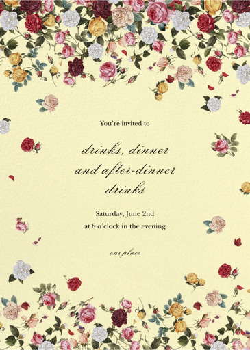 Tossed Roses - Dinner Party Invitation by Oscar de la Renta