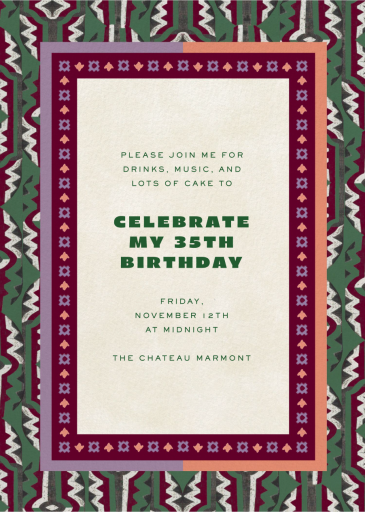 Mud Cloth Border - Birthday Invitation by Jungalow