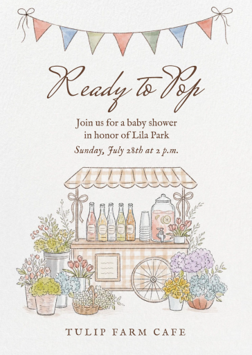 Bunting Flower Cart Invitation