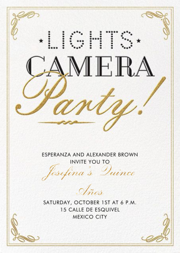 Lights, Camera, Party - Quinceañera Invitation by Crate & Barrel