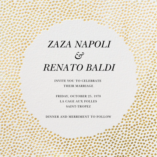 Metallic Confetti - Wedding Invitation by Kelly Wearstler