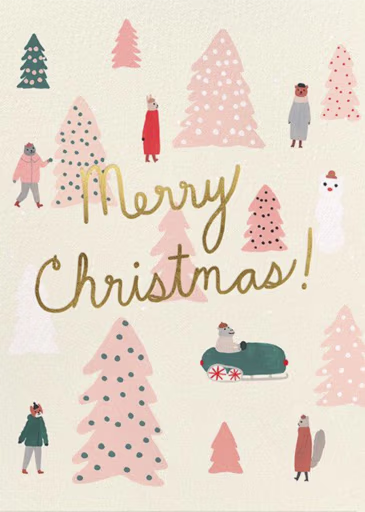 Pink Trees (Kate Pugsley) - Christmas Card by Red Cap Cards