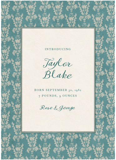 Baroque Backdrop - Birth Announcement by Fin Fellowes - Back