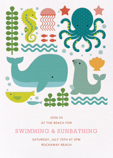 Ocean Parade (Inset) - Beach Party Invitation by Petit Collage