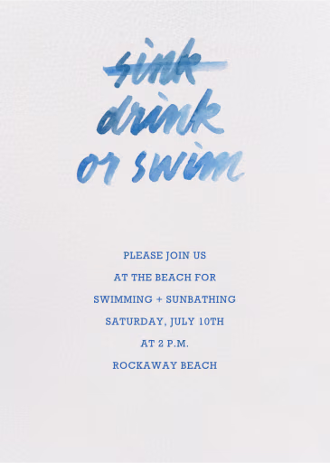 Drink Or Swim - Beach Party Invitation by Paperless Post
